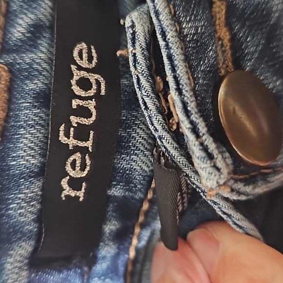 Refuge Blue Flare/bell Jeans. Size 8. Brass Buttons. High Rise. Nice - Picture 3 of 8